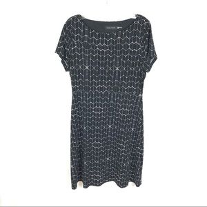 Ivanka Trump short sleeve fit flare dress black